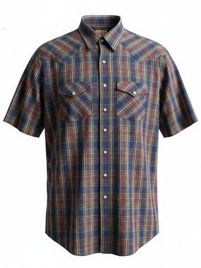 Brown Western Frontier Shirt Mens 2X Plaid Pearl Snap Rodeo Country Cowboy USA